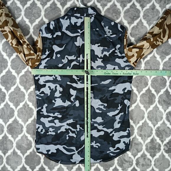 Diesel Shirt Mens Small Camo Patchwork Button Down Long Sleeve Cotton - Picture 5 of 12